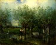 Jules-Louis Dupre - Willows, with a Man Fishing